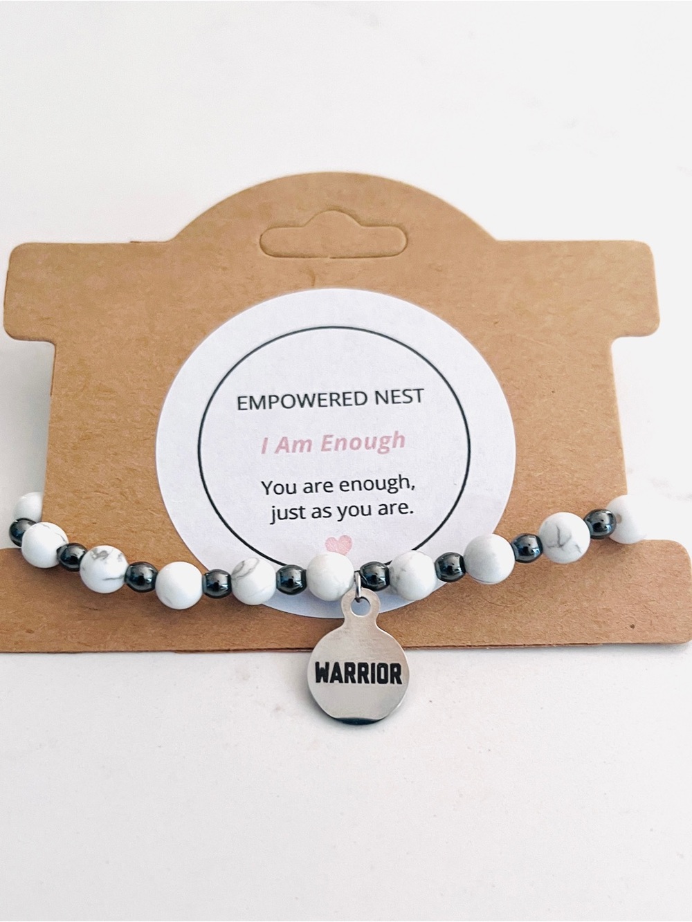 I Am Enough Warrior Bracelet | Black & White Howlite | Strength & Self Worth